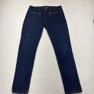 Michael Kors Jeans Women's Sz 6 Blue Skinny Gold Zip Pocket Stretch Cotton Logo